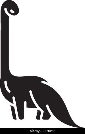 Le Diplodocus icône noire, vector signe sur fond isolé. Le Diplodocus symbole, illustration Illustration de Vecteur