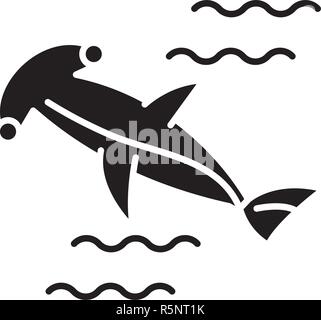 Poisson marteau icône noire, vector signe sur fond isolé. Poisson marteau symbole, illustration Illustration de Vecteur