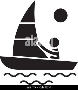 Yachting icône noire, vector signe sur fond isolé. Yachting symbole, illustration Illustration de Vecteur