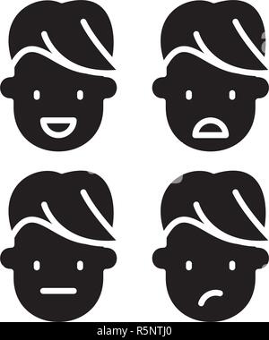 L'intelligence émotionnelle icône noire, vector signe sur fond isolé. Symbole de l'intelligence émotionnelle, illustration Illustration de Vecteur