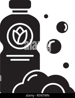 L'icône noire de détergent, vector signe sur fond isolé. Illustration symbole, détergent Illustration de Vecteur