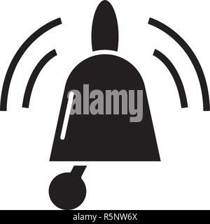 Timbre icône noire, vector signe sur fond isolé. Cloches symbole, illustration Illustration de Vecteur