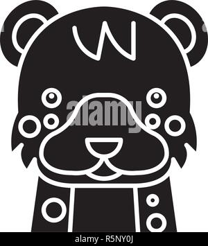 Funny panther icône noire, vector signe sur fond isolé. Funny panther symbole, illustration Illustration de Vecteur