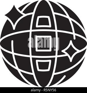 Boule disco icône noire, vector signe sur fond isolé. Disco ball symbole, illustration Illustration de Vecteur