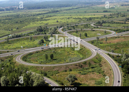 Vue aérienne de l'autoroute A1 près de Zagreb, Croatie Banque D'Images