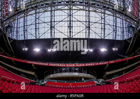 AMSTERDAM, Pays-Bas, 02-12-2018, football, Johan Cruijff ArenA, l'Eredivisie néerlandaise, de la saison 2018/2019, aperçu du stade, avant le match Ajax - ADO, Banque D'Images
