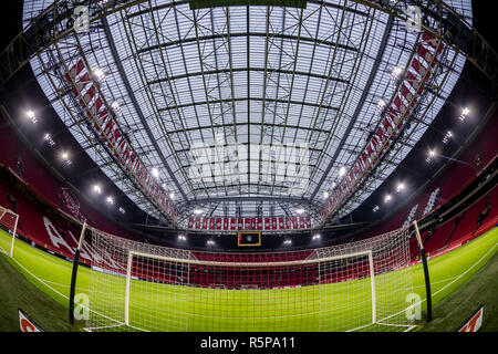 AMSTERDAM, Pays-Bas, 02-12-2018, football, Johan Cruijff ArenA, l'Eredivisie néerlandaise, de la saison 2018/2019, aperçu du stade, avant le match Ajax - ADO, Banque D'Images