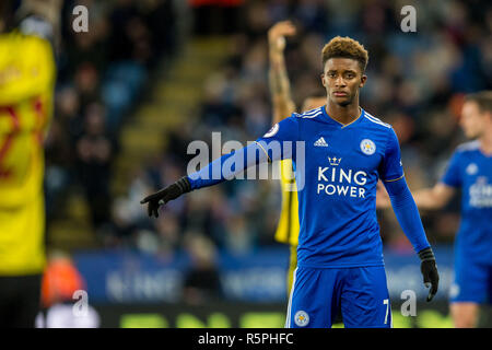 Leicester, Royaume-Uni. 1er décembre 2018. Gris Demarai de Leicester City au cours de la Premier League match entre Leicester City et Watford au King Power Stadium, Leicester, Angleterre le 1 décembre 2018. Usage éditorial uniquement, licence requise pour un usage commercial. Aucune utilisation de pari, de jeux ou d'un seul club/ligue/dvd publications..Photo par Matthieu Buchan. Credit : UK Sports Photos Ltd/Alamy Live News Banque D'Images