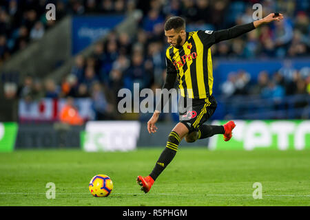 Leicester, Royaume-Uni. 1er décembre 2018. Étienne Capoue de Watford au cours de la Premier League match entre Leicester City et Watford au King Power Stadium, Leicester, Angleterre le 1 décembre 2018. Usage éditorial uniquement, licence requise pour un usage commercial. Aucune utilisation de pari, de jeux ou d'un seul club/ligue/dvd publications..Photo par Matthieu Buchan. Credit : UK Sports Photos Ltd/Alamy Live News Banque D'Images