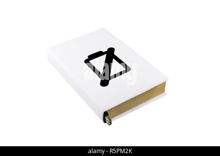 Livre avec une couverture blanche et symbole de la batterie sur elle. Concept de la dépendance de la batterie. Banque D'Images