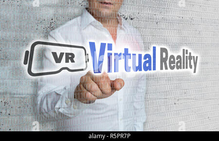 La réalité virtuelle avec matrix et businessman concept Banque D'Images