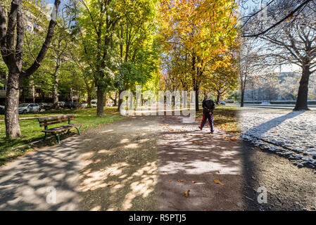 Quatre saisons de concept. L'effet des 4 saisons sur l'environnement urbain. Quatre photos d'un endroit capturé pendant un an et en toute transparence mélangé Banque D'Images