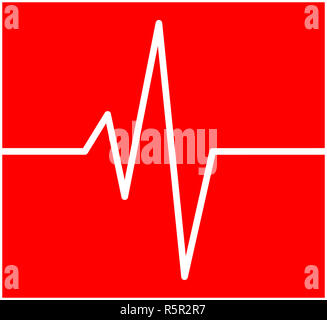 Le rythme cardiaque, l'icône Symbole vecteur ligne ecg design. Belle illustration isolé sur fond rouge Banque D'Images