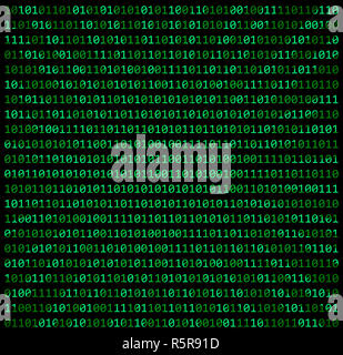 Code binaire zéro un matrix fond vert belle bannière wallpaper Banque D'Images