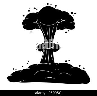 Mushroom cloud, explosion nucléaire silhouette, symbole vecteur icône concevoir. Banque D'Images