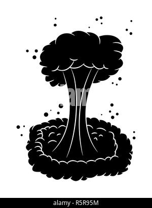 Mushroom cloud, explosion nucléaire silhouette, symbole vecteur icône concevoir. Banque D'Images