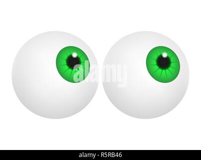 Green Globe Oculaire à pupille, l'iris. Partie du corps humain réaliste. Vector illustration isolé sur fond blanc. Banque D'Images
