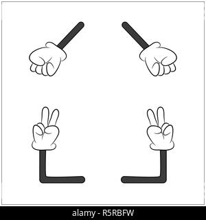 Image de la main avec des gants cartoon geste du bras. Vector illustration isolé sur fond blanc. Banque D'Images