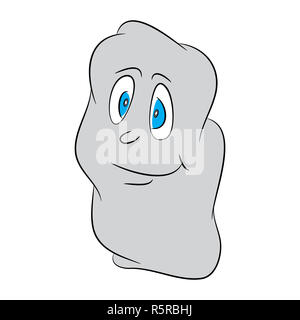 Image de timide, joli, mignon, cartoon halloween ghost. Vector illustration isolé sur fond noir. Banque D'Images