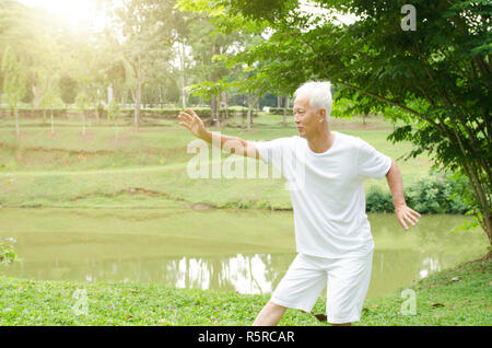 Les personnes pratiquant le qigong dans le parc Banque D'Images