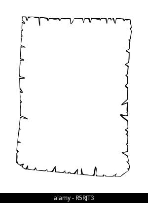 Vieux papier parchemin brûlé, silhouette contour symbole vecteur icône concevoir. Banque D'Images