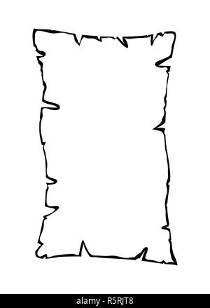 Vieux papier parchemin brûlé, silhouette contour symbole vecteur icône concevoir. Banque D'Images