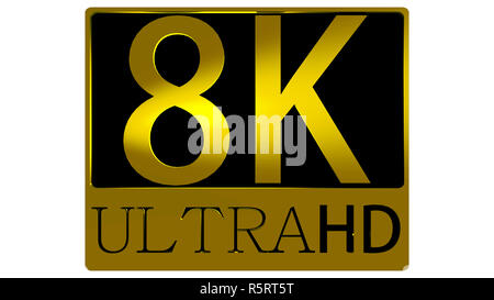 Le rendu 3D de belle vue de l'icône 8K Ultra HD Banque D'Images