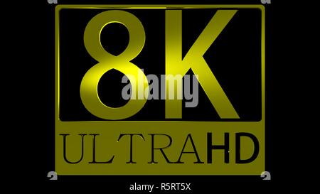 Le rendu 3D de belle vue de l'icône 8K Ultra HD Banque D'Images