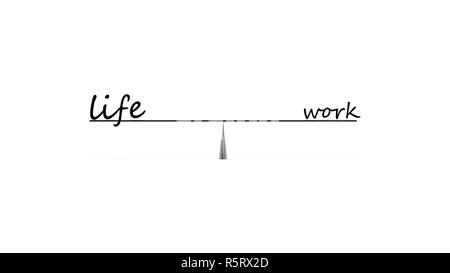 Le rendu 3D de la vie au travail, équilibre vie professionnelle entreprise concept Banque D'Images