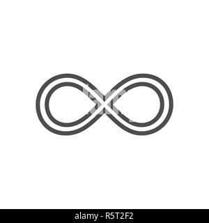 Symbole de l'infini en boucle. La figure 8, l'icône de l'éternité dans la conception du logo original, signe pour toujours l'éternité knot, numéro 8 à l'envers dans un style plat. Banque D'Images