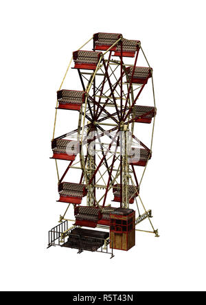 Carnaval de rendu 3D Roue on White Banque D'Images