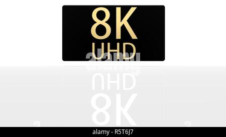 Le rendu 3D de belle vue de l'icône 8K Ultra HD Banque D'Images