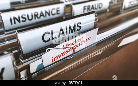 Compagnie d'assurance de la fraude, de fausses demandes d'enquêtes en vertu de Banque D'Images