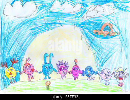 Fédération de différents animaux cartoon ensemble, dessin enfant Banque D'Images