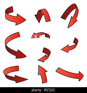 Flèche rouge symbole, icône - concept d'affaires définir . Vector illustration isolé sur fond blanc. Banque D'Images