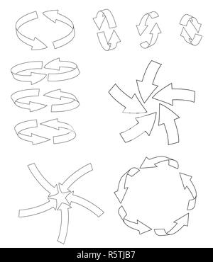 Symbole de flèche incurvée, aperçu du cycle d'affaires définir . concept icône Vector illustration isolé sur fond blanc. Banque D'Images