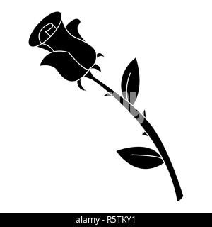 Image de silhouette rose. Vector illustration isolé sur fond blanc. Banque D'Images