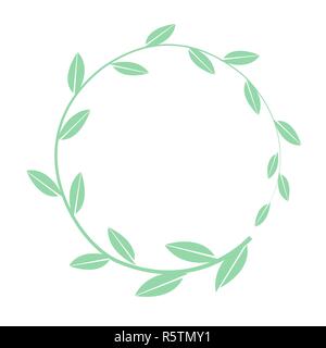 Hand drawn vector frame ronde. Couronne de fleurs avec des feuilles simples établi. Les éléments de décoration pour la conception Illustration de Vecteur