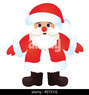 Cute Santa Claus isolé sur un fond blanc. Croquis de l'affiche de la fête de Noël, invitation à une fête, d'autres carte de vacances. Cartoon Vector illustration close-up. Illustration de Vecteur