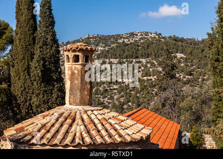 Au monastère byzantin Kaisariani, dans le mont Hymette, Athènes, Grèce. Banque D'Images