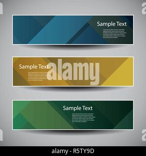 Ensemble de trois en-têtes colorées ou des bannières avec Creative Design abstrait moderne - Illustration librement modifiable et évolutive au format vectoriel Illustration de Vecteur