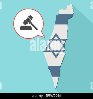 Animation d'une grande ombre Israël carte avec son drapeau et une bande dessinée avec ballon un juge gavel Banque D'Images