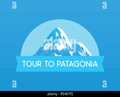 Tour à la Patagonie, Logo vector illustration avec Montagne de voyager en Amérique du Sud au Chili et au Pérou Illustration de Vecteur