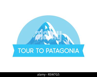 Logo emblème avec Illustration de la patagonie alpes Style Vector illustration on white Illustration de Vecteur