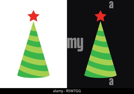 L'icône de l'arbre de Noël en forme de maison de vacances cap isolé sur blanc et noir couleur - Vector illustration nouvelle année s Illustration de Vecteur