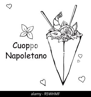 Cuoppo Napoletano. Croquis de la cuisine italienne. Vector illustration au croquis style. Illustration de Vecteur