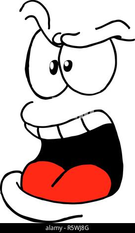 Personnage de visage en colère crier - Vecteur d'expression Illustration de Vecteur