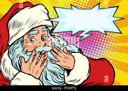 Surpris de la réaction. Caractère Noël Père Noël Banque D'Images