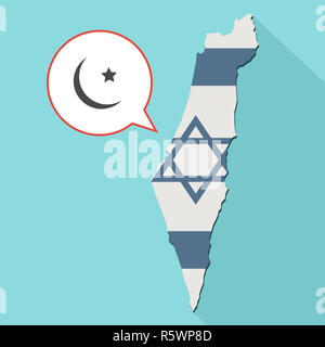 Animation d'une grande ombre Israël carte avec son drapeau et une bande dessinée avec un ballon l'islam sign Banque D'Images