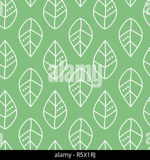 Contour transparent motif feuilles sur fond vert. Design pour le papier peint, tissu, textile, de l'enrubannage. Arrière-plan simple Banque D'Images